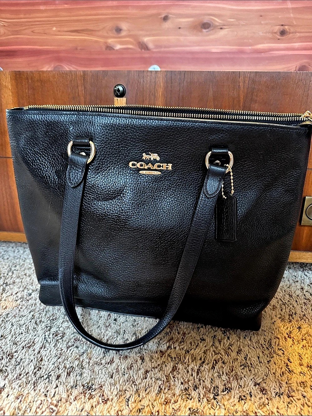 COACH Black Leather Tote